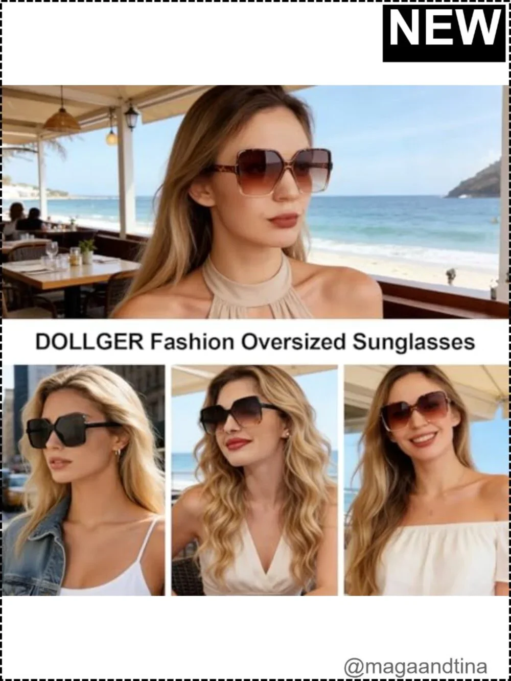 Oversized Square Sunglasses Women UV400 Protection Large Wide Trendy Shades